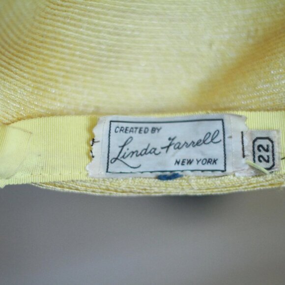 30's to 50's lemon yellow summer straw hat - small medium - Picture 5 of 5